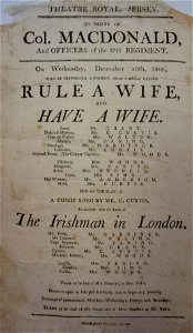 Theatre Royal Jersey 20 December 1809