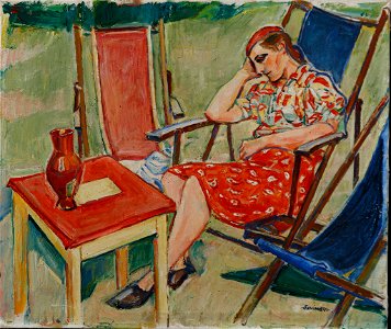 Theodor Schindler Dame im Liegestuhl