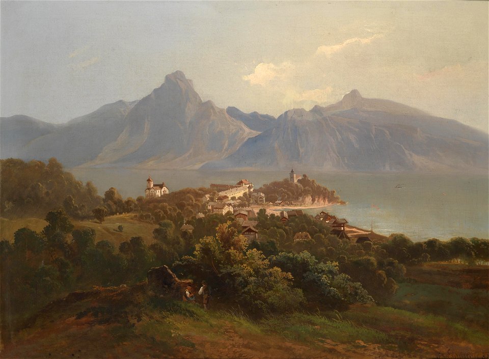 Theodor Freiherr von Ehrmanns Blick auf Traunkirchen 1871