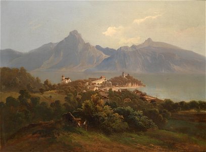Theodor Freiherr von Ehrmanns Blick auf Traunkirchen 1871