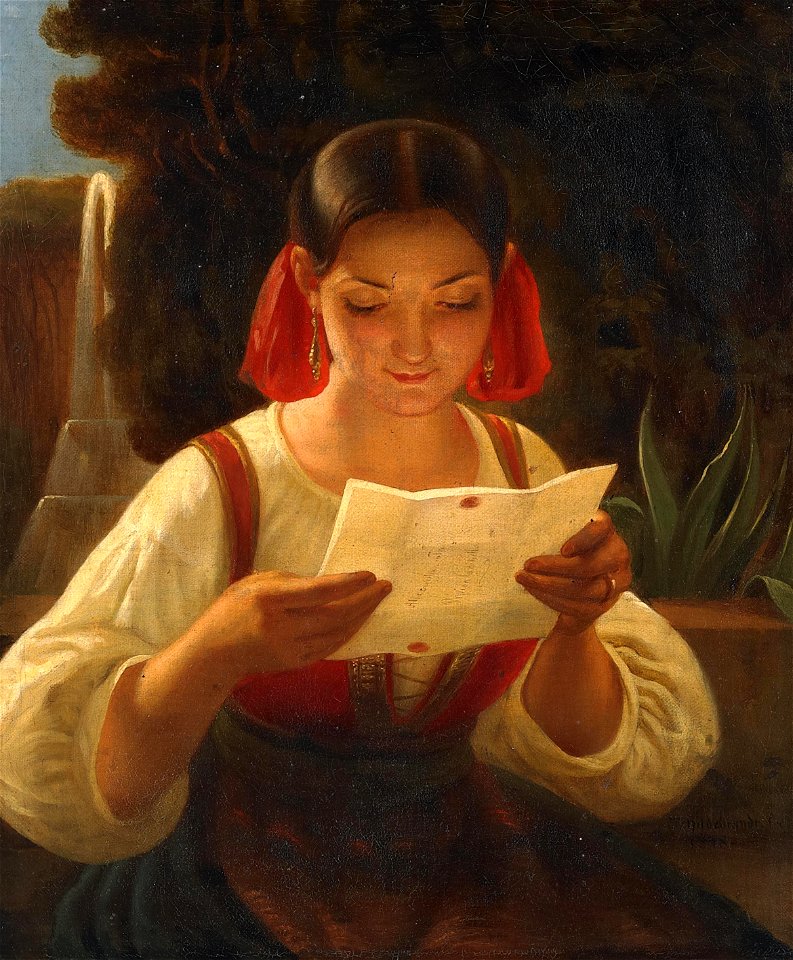 Theodor Hildebrandt Brieflesende Italienerin 1848