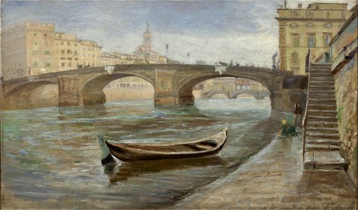 Theodor Philipsen - An Overcast Day in Florence near Ponte Santa Trinità - KMS6751 - Statens Museum for Kunst