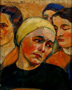 Theodor Schindler Portrait der Mathilde Schindler vor drei weiteren Frauen 1913