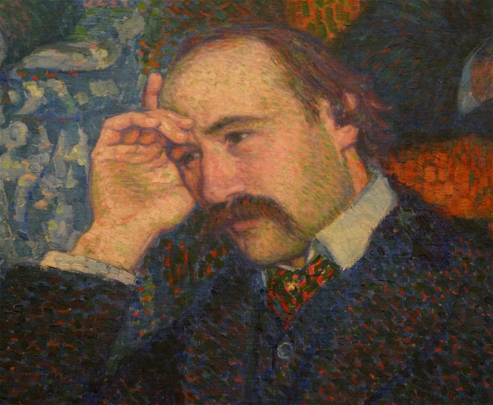 Theo Van Rysselberghe (Gent 1862 - Saint-Clair,F 1926 - De lezing door Emile Verhaeren, 1903 (detail André Gide)