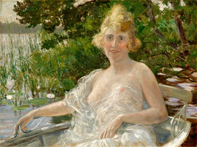 Theodor Wedepohl Entblößte Frau in einem Kahn 1920