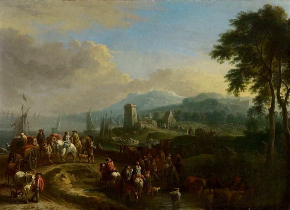 Theobald Michau - Bucht vor einer kleinen Küstenstadt - 4993 - Bavarian State Painting Collections