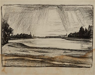 Theodor Schindler Blick über Fluss auf Stadt