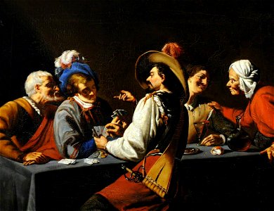 Theodoor Rombouts (1597-1637) (after) - The Card Players - 290414 - National Trust. Free illustration for personal and commercial use.