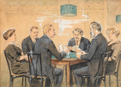 Theodor Zasche Kartenspieler im Kaffeehaus