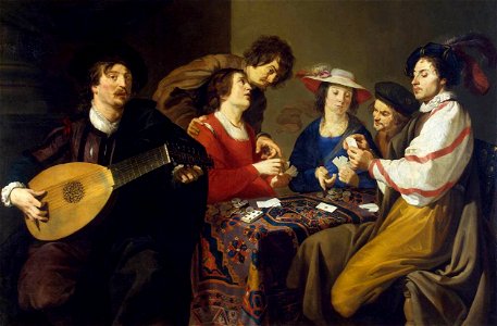 Theodoor Rombouts - Card Game - WGA20023. Free illustration for personal and commercial use.