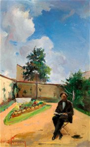 Theodor Aman - The painter in the inner courtyard