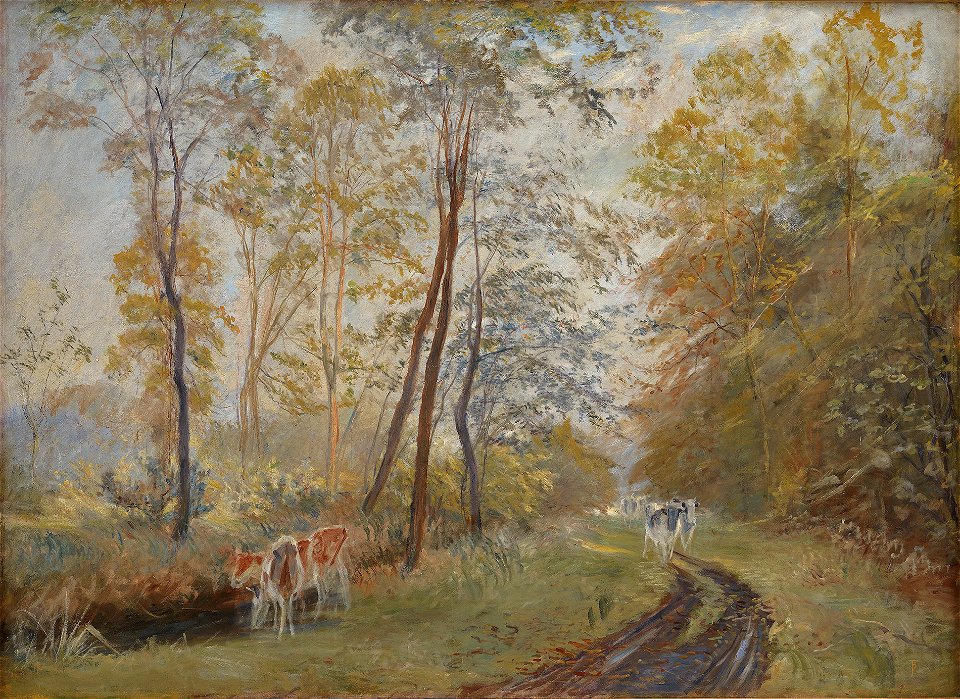 Theodor Philipsen - The River Sorteaa near Mejlgaard Manor, Jutland - KMS7104 - Statens Museum for Kunst