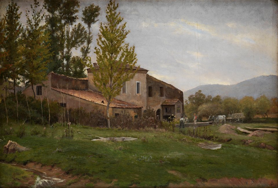 Theodor Philipsen - Isola del Liri, Italy. Overcast Day - KMS3689 - Statens Museum for Kunst