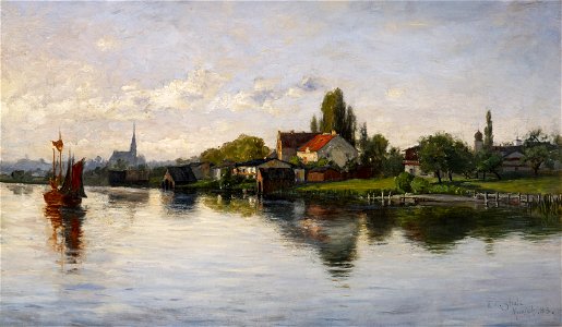 Theodore Clement Steele - Village of Schliersee, Highlands - 1997.67 - Indianapolis Museum of Art. Free illustration for personal and commercial use.