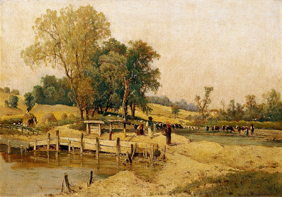 Theodor von Hörmann - Ungarische Landschaft mit Viehtränke - 5597 - Österreichische Galerie Belvedere