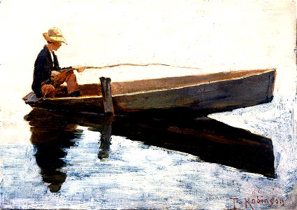 Theodore Robinson - Boy in a Boat Fishing