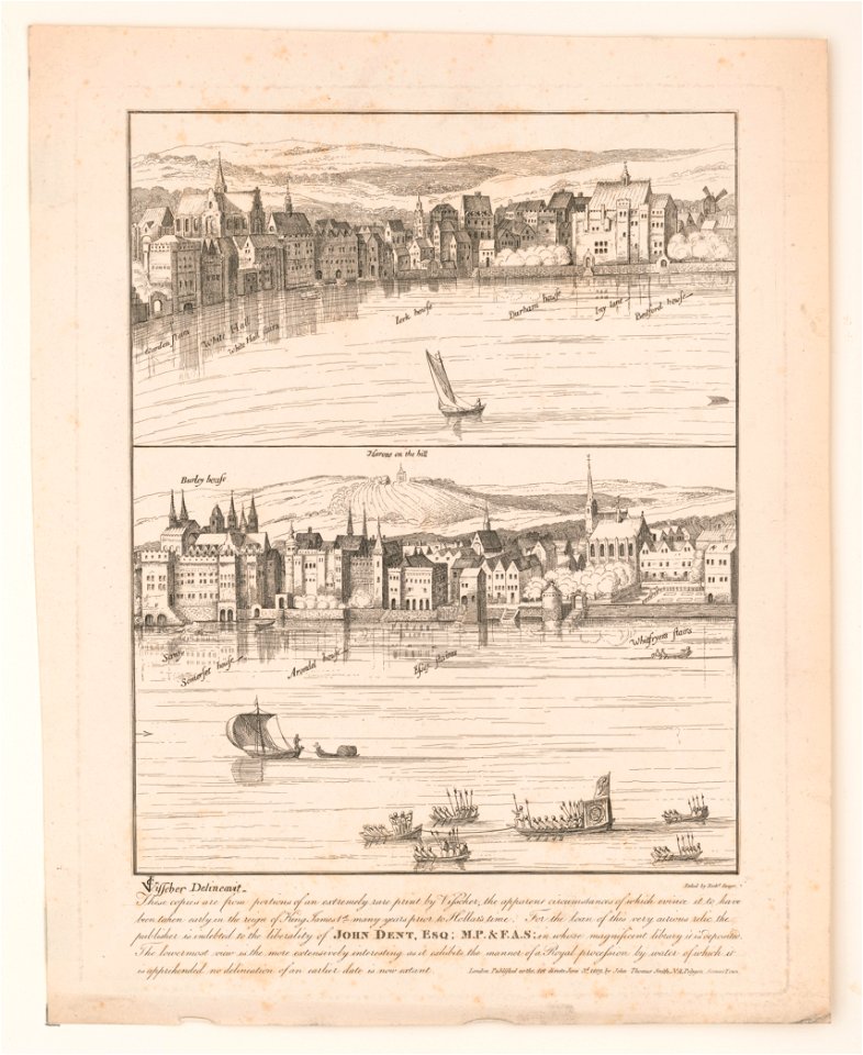 These copies are from portions of an extremely rare print by Visscher, the apparent circumstances of which evince it to have been taken early in the reign of King James 1st many years prior LCCN2017650793