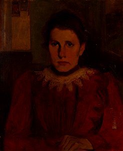 Theodor Schindler Lina Schindler im roten Kleid