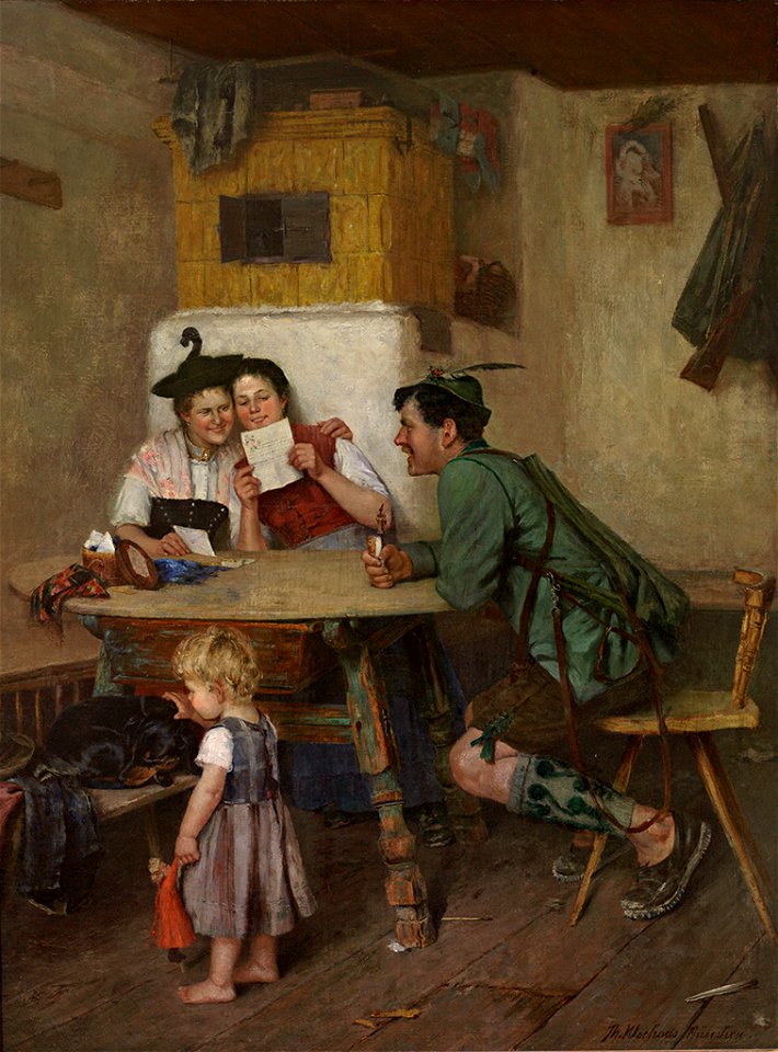 Theodor Kleehaas Familie liest einen Brief