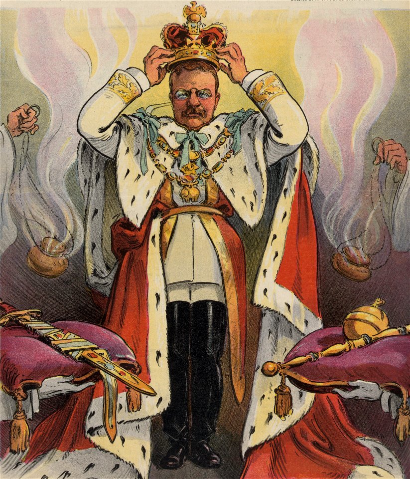 Theodore Roosevelt as King detail, The State is Mine L'Etat, c'est moi - Kep. LCCN2011645562 (cropped)