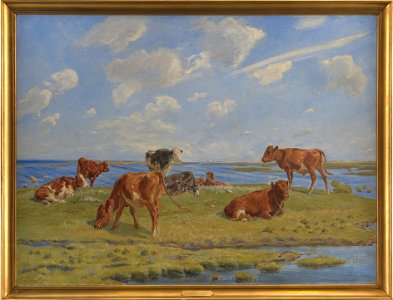 Theodor Philipsen - Kalve ved stranden - KMS1568 - Statens Museum for Kunst