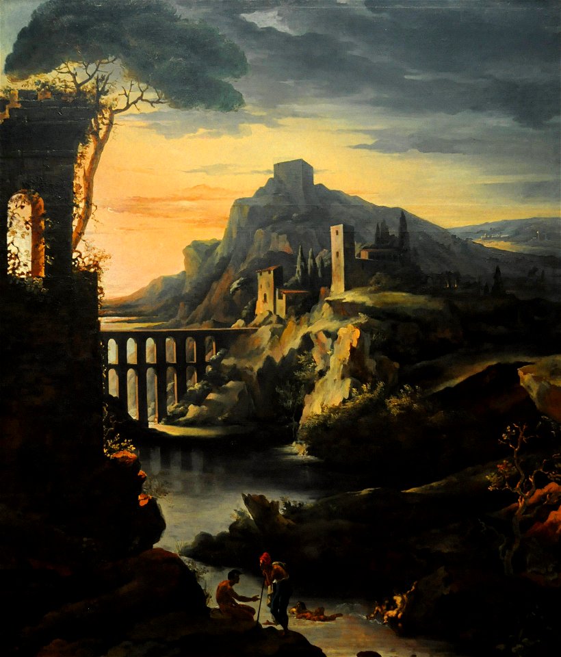 Theodore Gericault- Evening landscape with an aqueduct, 1818FXD
