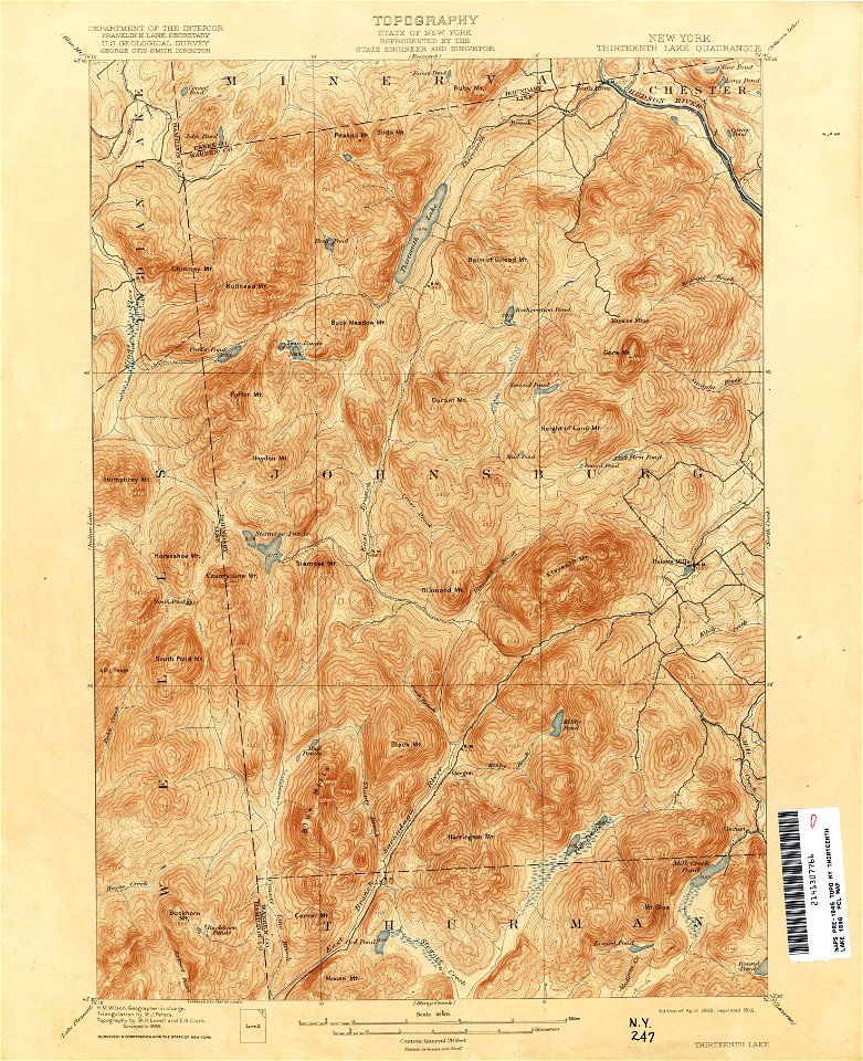 Thirteenth Lake New York USGS topo map 1896