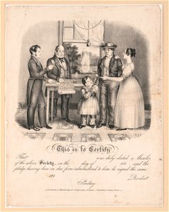 This is to certify that ... was duly elected a member of the above society on the ... day of ... 184-, and the pledge having been in due form administered to him he signed the same - LCCN97503997