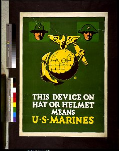 This device on hat or helmet means U.S. Marines - F. LCCN94514683. Free illustration for personal and commercial use.