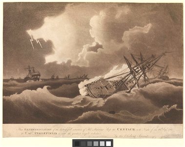 This Representation of the distressful situation of His Majesty's Ship the Centaur on the Night of the 16th Sept 1782 RMG PW7946