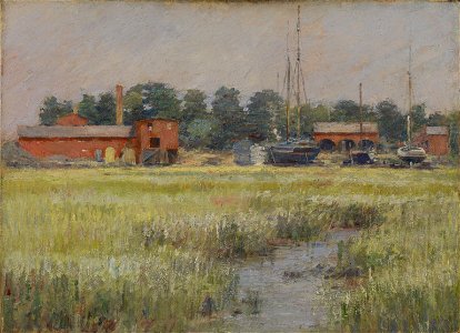 Theodore Robinson - The Ship Yard, Cos Cob, 1894