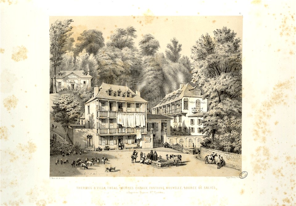 Thermes et Villa Theas, Thermes Cazaux, Fontaine Nouvelle, Source de Salies à Bagnères Bigorre (Hautes-Pyrénées) - Fonds Ancely - B315556101 A PARIS 1 035