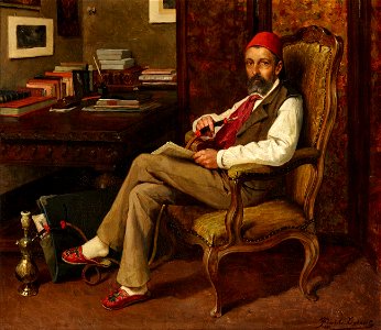 Theophile Lybaert - Oriental scholar with a pipe