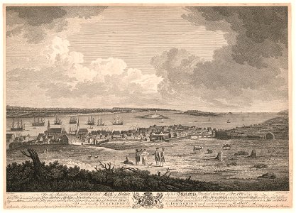 This print representing part of the town and harbour of Halifax in Nova Scotia, looking down Prince Street ... Representation dúne partie de la Ville & Port de Halifax, dans la Nouvelle LCCN2003671692