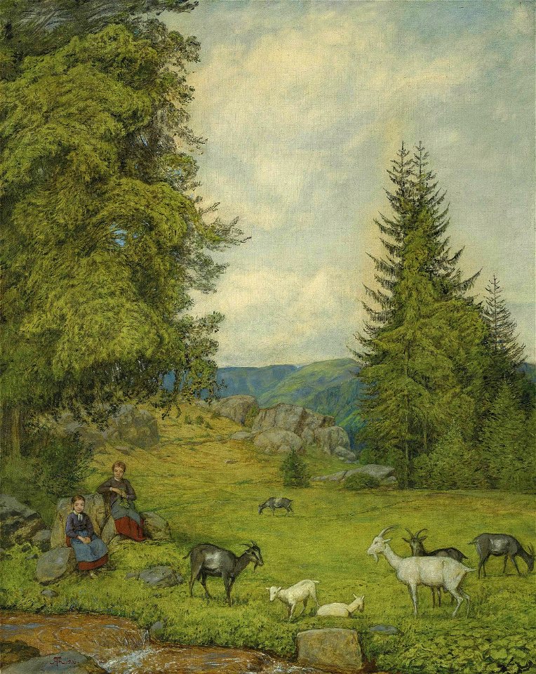 Hans Thoma - Kinder mit Ziegenherde (1916)