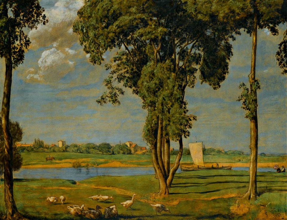 Hans Thoma - Mainlandschaft bei der Gerbermühle