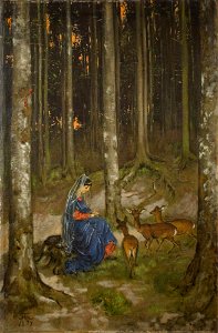 Hans Thoma - Genoveva in der Waldeinsamkeit