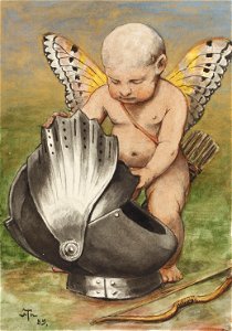 Hans Thoma - Putte mit Helm (1889)