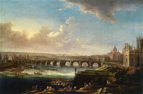 Johann Alexander Thiele - Ansicht von Dresden mit der Augustusbrücke (1746)