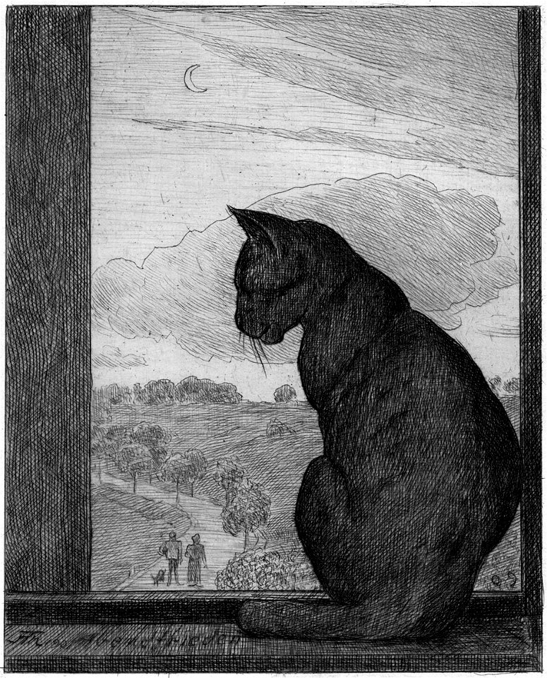 Hans Thoma Die Katze Abendfrieden