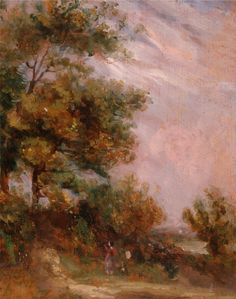 Thomas Churchyard - Landscape with Trees and a Figure (recto) - Google Art Project