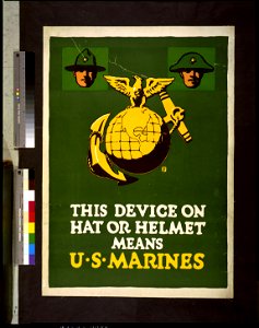 This device on hat or helmet means U.S. Marines - F. LCCN94514683. Free illustration for personal and commercial use.