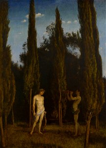 Hans Thoma - Apollo und Marsyas (1888). Free illustration for personal and commercial use.