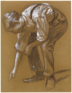 Hans Thoma - Ein Mann beugt sich über (1886)