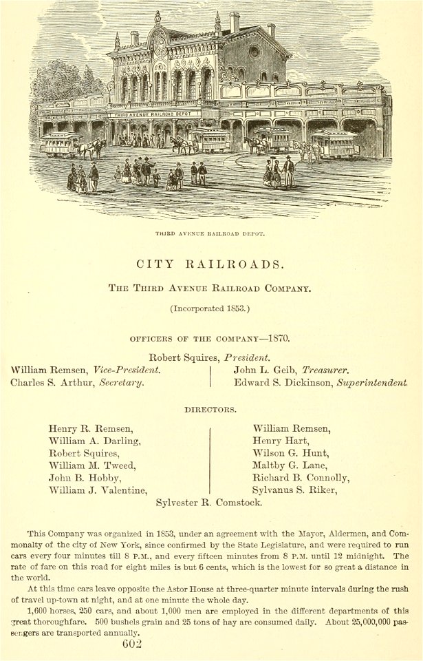 Third Avenue Railroad Depot, New York City, Valentine's Manual