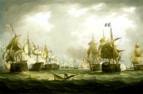 Thomas Buttersworth (1768-1842) - The Battle of Trafalgar, 21 October 1805, Beginning of the Action - BHC0553 - Royal Museums Greenwich