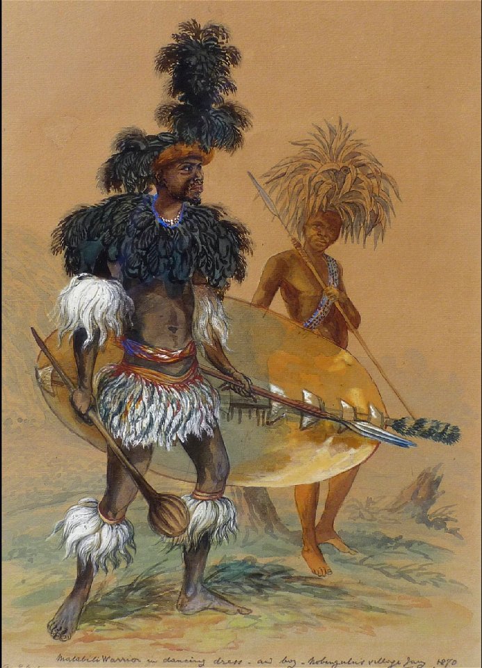Thomas Baines - Matebele warrior in dancing dress