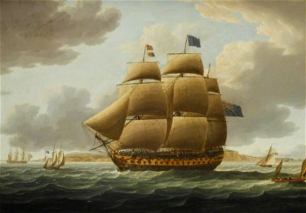 Thomas Buttersworth (1768-1842) - The Ship 'Ville de Paris' under Full Sail - BHC2271 - Royal Museums Greenwich