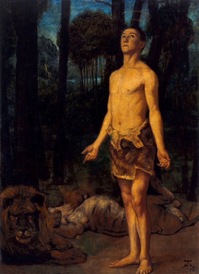Hans Thoma - Daniel in der Löwengrube (1886)