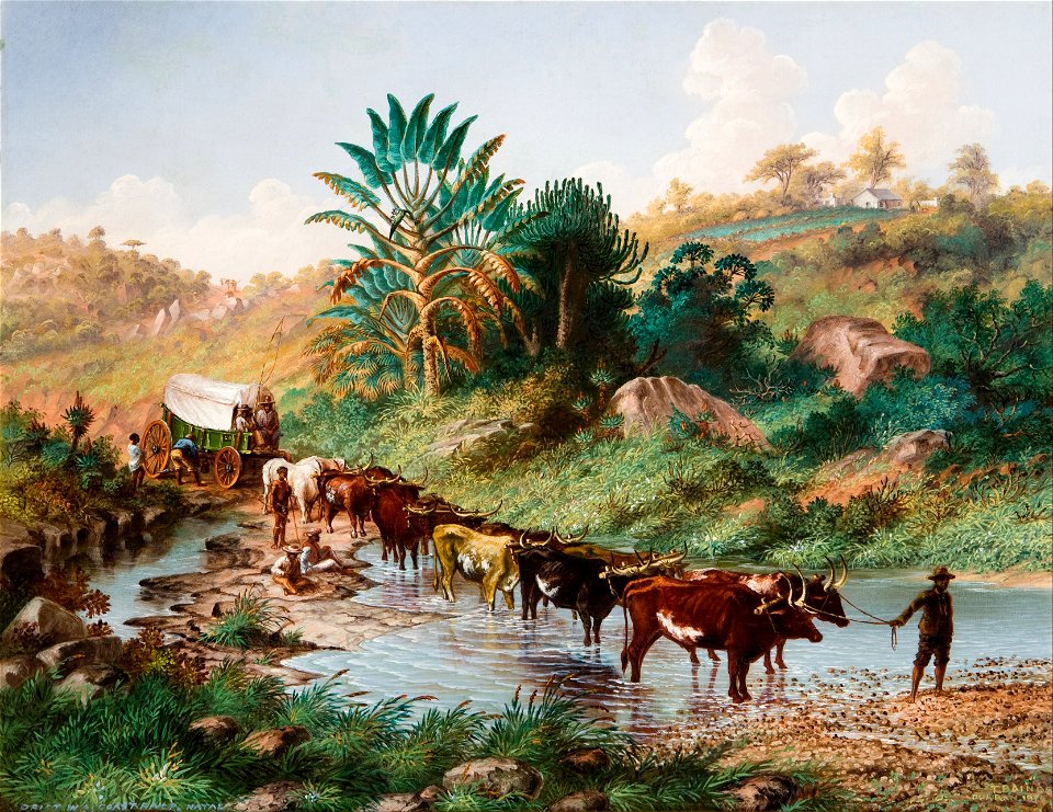 Thomas Baines - Wagon Crossing a Drift - Natal - Google Art Project